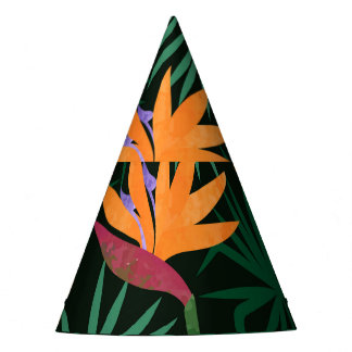 Chapéu De Festa Flores de Strelitzia: Fundo de Vintagem Tropica