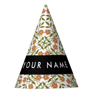 Chapéu De Festa Flores Laranja, Padrão Floral, Boho, Seu Nome