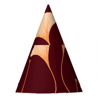 Chapéu De Festa Folhas de Ginkgo Biloba, padrão floral uniforme.