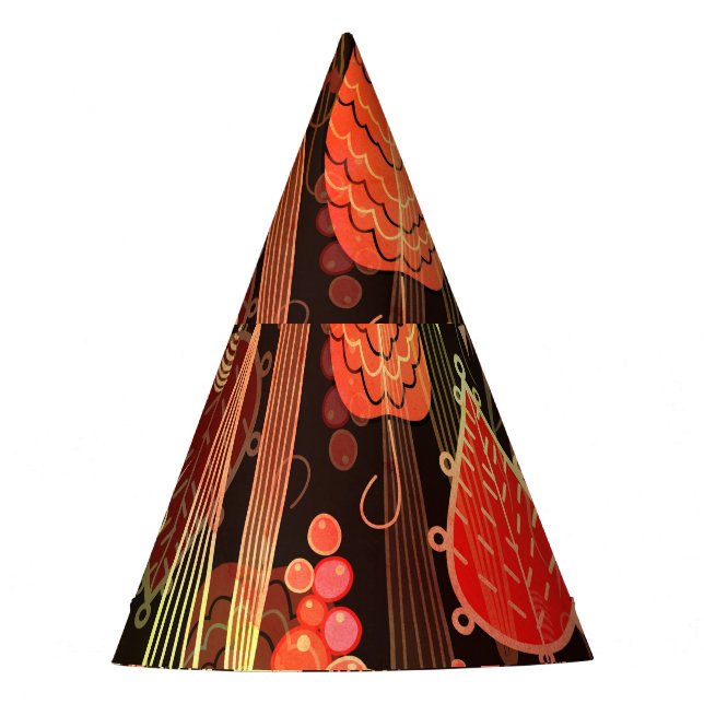 Chapéu De Festa Folhas de outono: padrão sem costura escuro. (Frente)