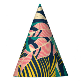 Chapéu De Festa Folhas tropicais coloridas: padrão de verão.