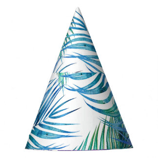 Chapéu De Festa Folhas tropicais de palma, padrão floral de aquare