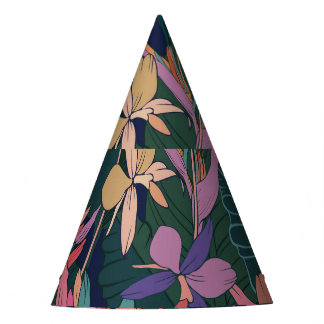 Chapéu De Festa Folhas tropicais, flores: vintage forrada.