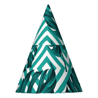 Chapéu De Festa Folhas Tropicais: Padrão Invisível Floral.