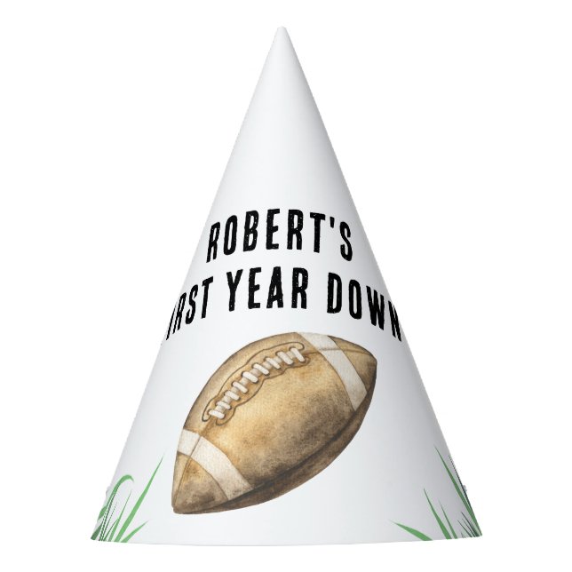 Chapéu De Festa Football First Year Down Birthday Party (Frente)