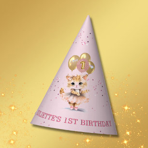Chapéu De Festa Foto Charming Dancing Kitten Primeiro Aniversário