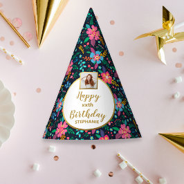 Chapéu De Festa Foto personalizada de flores silvestres feliz aniv