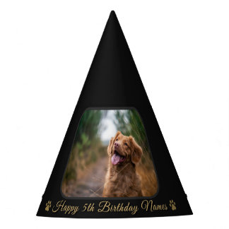 Chapéu De Festa Foto Personalizada Feliz Aniversário Cachorro com