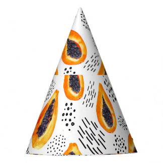 Chapéu De Festa Fruta de Papaya: padrão de aquarela abstrato.