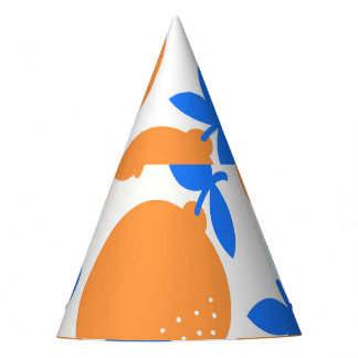 Chapéu De Festa Fruta Laranja: Padrão Infinito De Balança Azul.