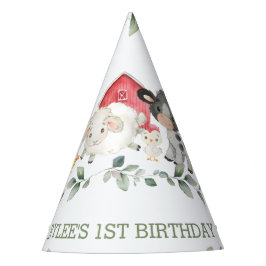 Chapéu De Festa Garota primeiro aniversario-verde de animais de fa