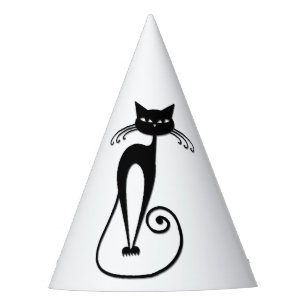 Chapéu De Festa Gato preto branco e magro