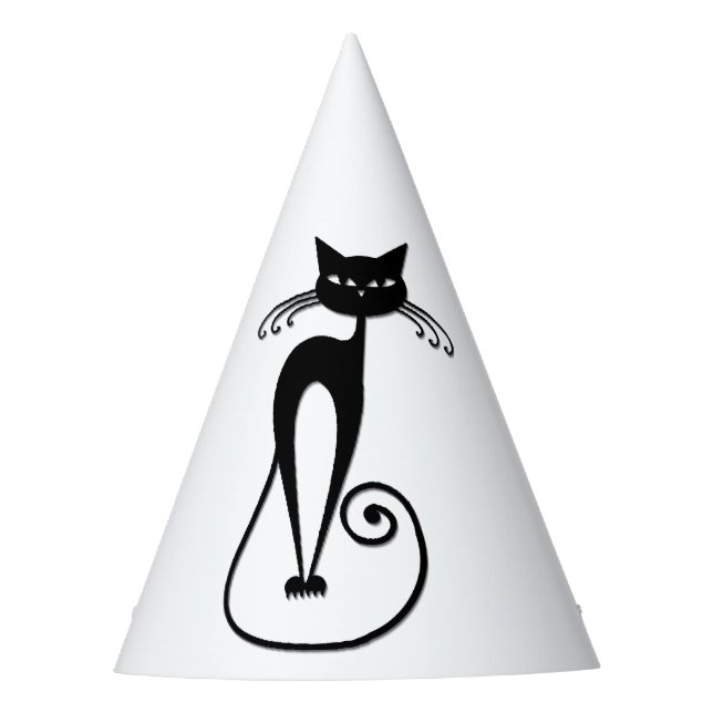 Chapéu De Festa Gato preto magro e caprichoso (Frente)