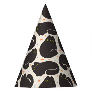 Chapéu De Festa Gato Preto Retro em Creme Claro