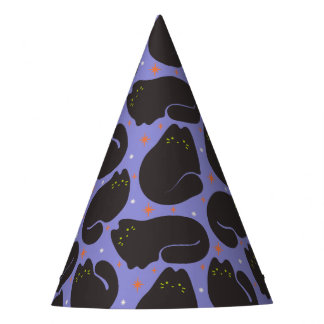 Chapéu De Festa Gato Preto Retro em Roxo