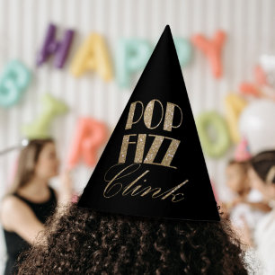 Chapéu De Festa Gatsby party Dourada e Black Pop Fizz Clink