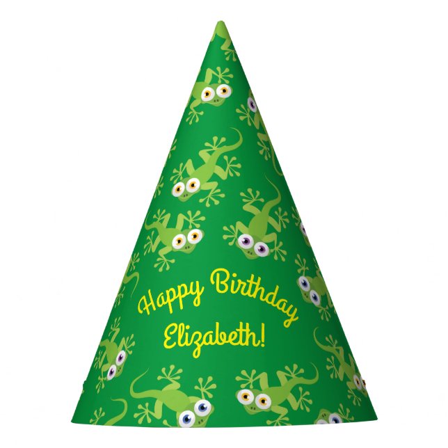 Chapéu De Festa Gecko Lizards Festa de aniversário Cute Kids Party (Frente)