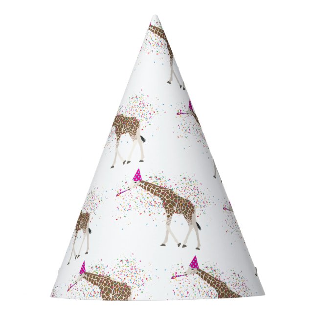 Chapéu De Festa Girafa Partilhando Animais Safari Festa (Frente)