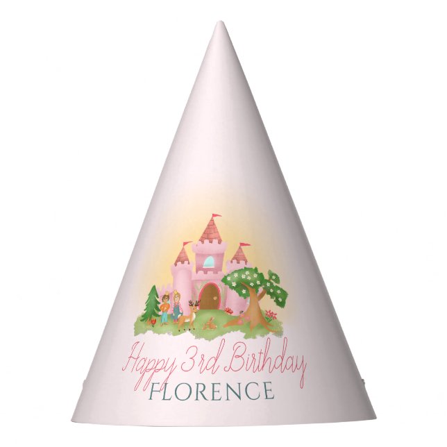 Chapéu De Festa Girls Magical Pink Fairytale Princess Birthday (Frente)