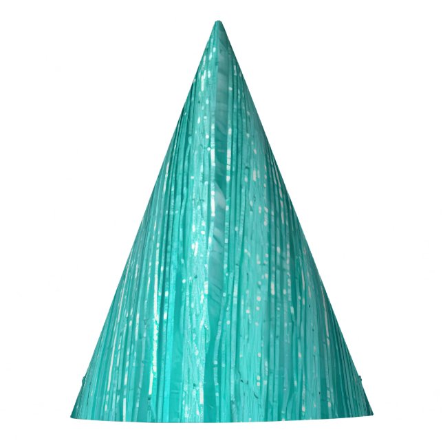 Chapéu De Festa Girly Aqua Mint Glam Tinsel Stripes (Frente)