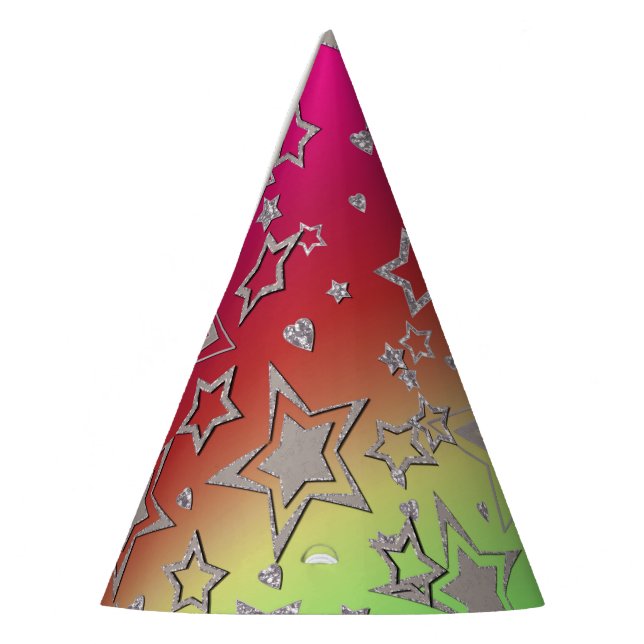 Chapéu De Festa Glitter de gradiente natalício brilhando estrelas  (Esquerda)