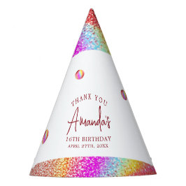 Chapéu De Festa Glitter Glitter Rosa Dourado Arco-Íris Doce 16 Ani