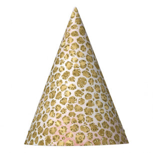 Chapéu De Festa Glitzy Glam Dourado Blush Leopardo-da-Lama