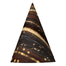 Chapéu De Festa Grãos de madeira de noz-escura com rios Dourados e