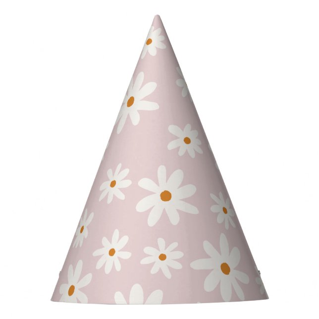 Chapéu De Festa Groovy Retro Blush Daisy Rosa (Frente)