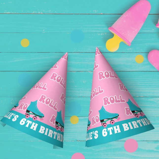 Chapéu De Festa Groovy Retro Rainbow Roller Skating Aniversário (Criador carregado)