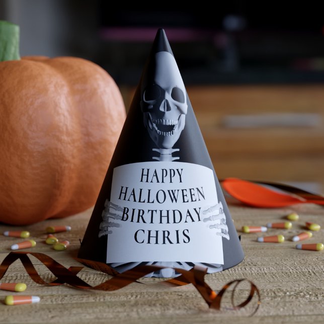 Chapéu De Festa Halloween Birthday Skeleton fantasma preto persona (Perfect hat to wear at your birthday party on Halloween (or a Halloween party on your birthday))
