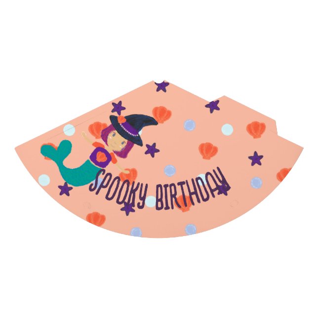 Chapéu De Festa Halloween Pastel Mermaid Witch Spooky Aniversário (Frente)