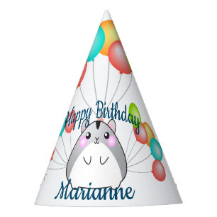 Chapéu De Festa Hamster de Kawaii, Cinza bonita