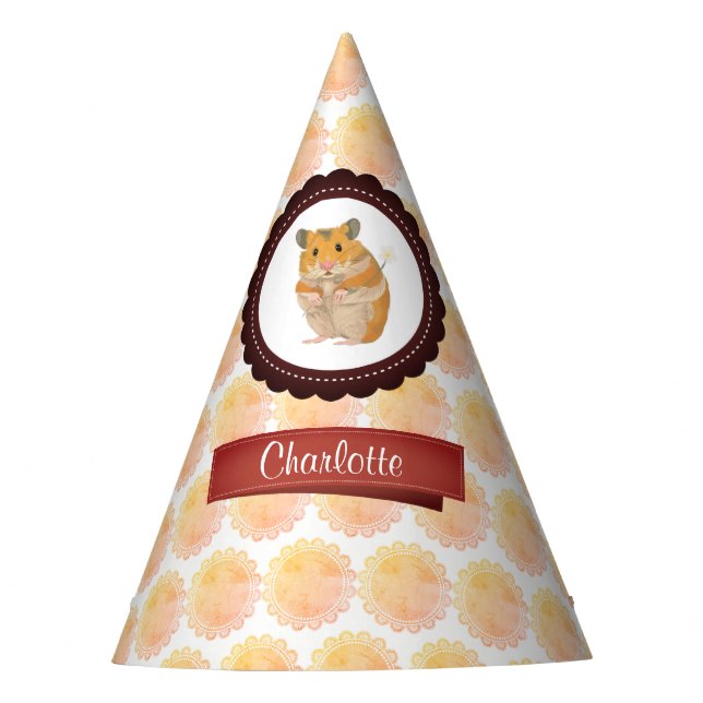 Chapéu De Festa Hamster vermelho e cor-de-rosa das meninas (Frente)