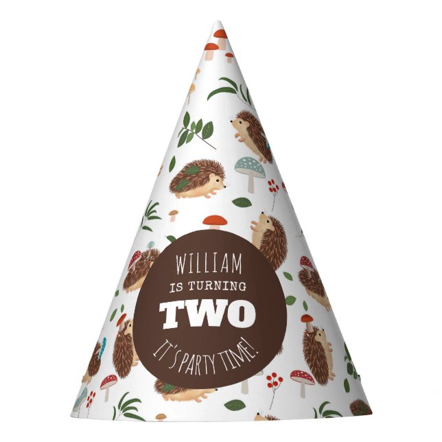 Chapéu De Festa Hedgehog Mushroom Woodland Forest Funny Birthday (Frente)
