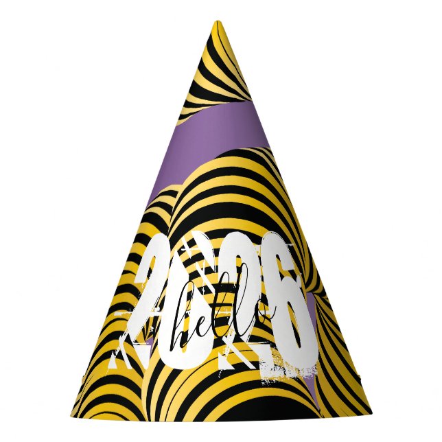 Chapéu De Festa Hello 2026 New Years Trippy Bold Font (Frente)