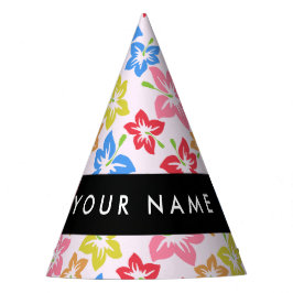 Chapéu De Festa Hibisco Colorido, Padrão de Flores, Seu Nome