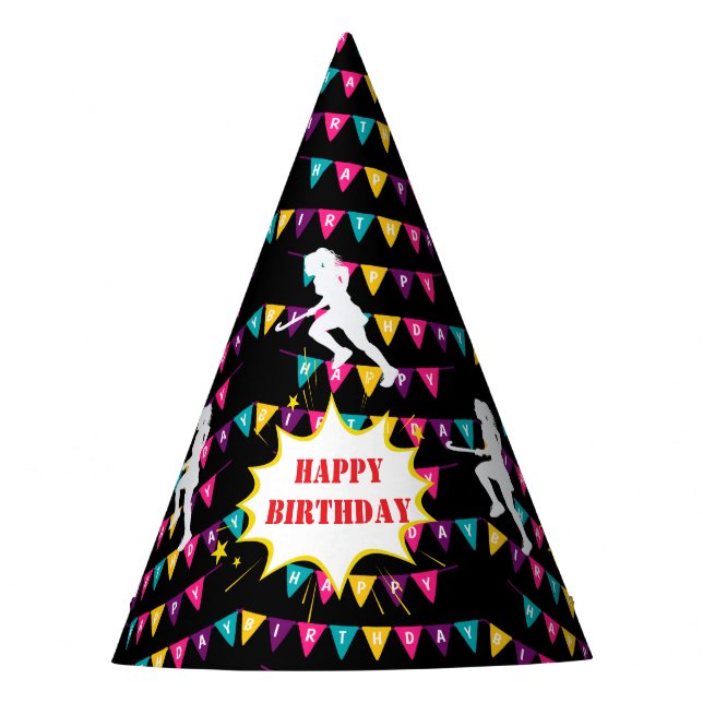 Chapéu De Festa Hockey Girl Player Birthday (Frente)