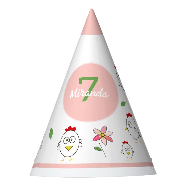 Chapéu De Festa Ilustração de Galinha de Cartoon Bonito (Frente)