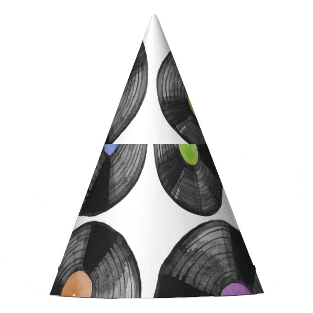 Chapéu De Festa Ilustração Retroativa dos Registros de Vinil LP (Frente)