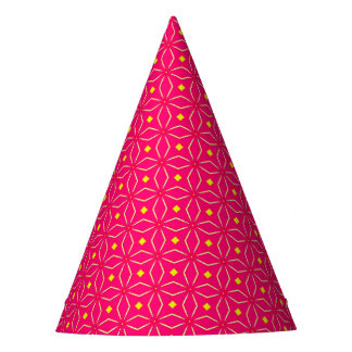 Chapéu De Festa Impressão Geométrico de Rosa e Amarelo