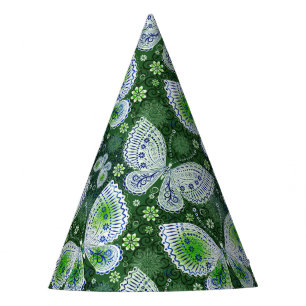 Chapéu De Festa Impressão Verde de Borboleta de Paisley