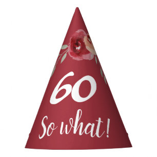 Chapéu De Festa Inspirational Funny Burgundy Floral 60º aniversá