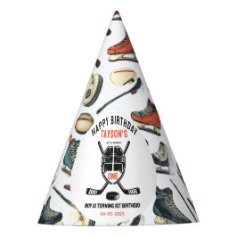 Chapéu De Festa It’s Game Time Hockey 1st Birthday Party
