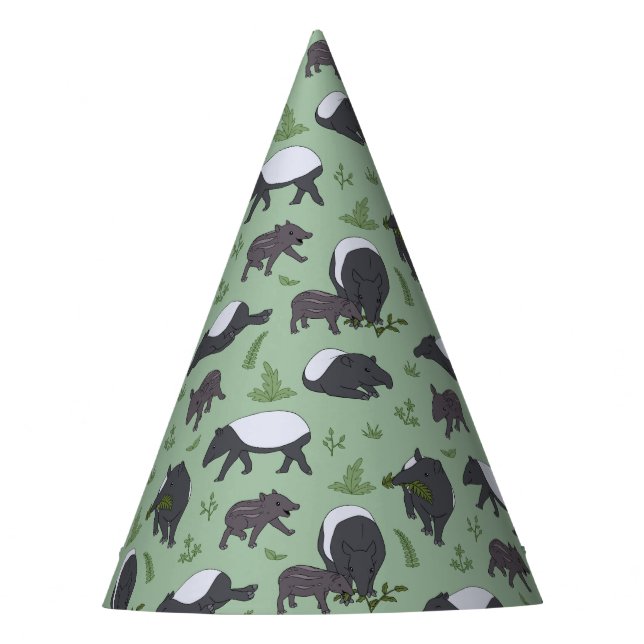 Chapéu De Festa Janto da família Tapir em Verde (Frente)