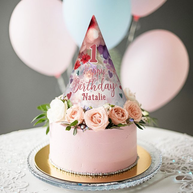 Chapéu De Festa Jardim de Aquarela Encantada com Festa de aniversá (Fairycore Themed Party Floral Garden Birthday Party Hat)