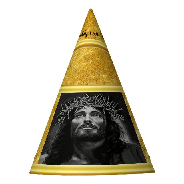 Chapéu De Festa Jesus que olha no céu com um design da folha de (Frente)