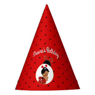 Chapéu De Festa Joaninha Africana Americana Bebê Menina Vermelho &
