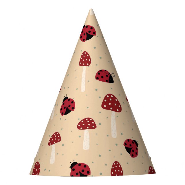 Chapéu De Festa Joaninhas e Cogumelos Vermelhos (Frente)