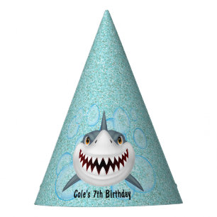 Chapéu De Festa Kids Shark Aqua Glitter Party Hat Hat